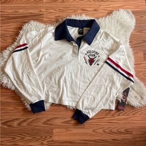 Hellfire Club Long Sleeve Polo Crop Top NWT Medium